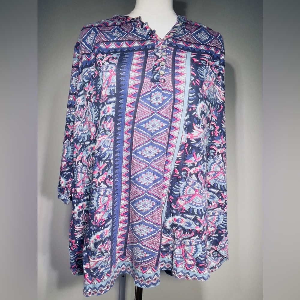 Women's Lucky Brand Boho Cottagecore Fairycore Gypsy Hippie 3/4 Sleeve Size 2X